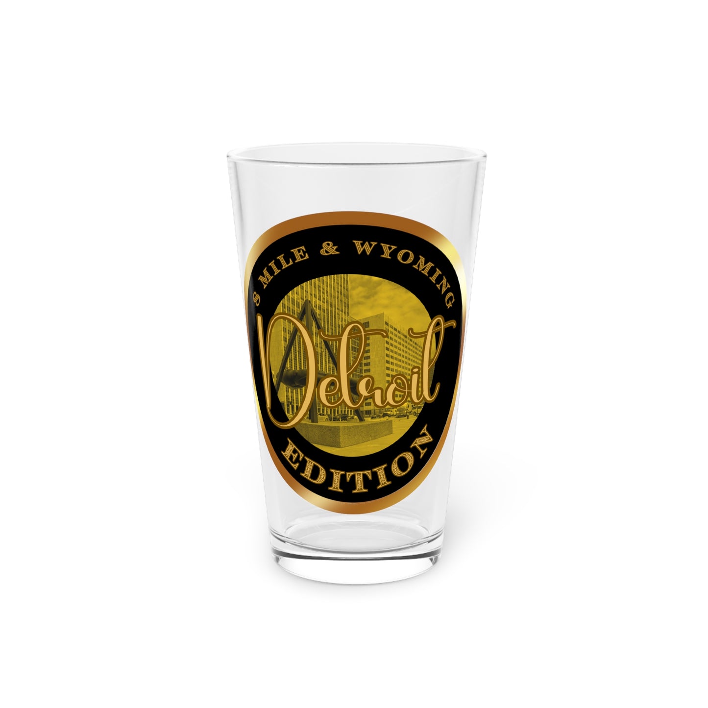 8 Mile & Wyoming Pint Glass, 16oz